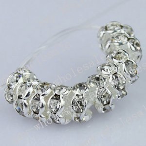 50PCS CLEAR CRYSTAL HOLE SPACER BEAD FINDINGS FREE SHIP WHOLE SALE