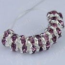 50X LIGHT PURPLE CRYSTAL HOLE SPACER BEAD FREE SHIP WHOLE SALE