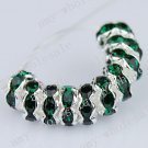 50PCS DEEP GREEN CRYSTAL HOLE SPACER BEAD FREE SHIP WHOLE SALE