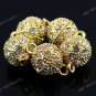 20PCS MAGNETIC RHINESTONE GOLDEN ROUND BALL CLASP FINDINGS WHOLE SALE