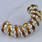 100PCS 3x6mm  GOLDEN CRYSTAL HOLE SPACER BEAD FREE SHIP WHOLE SALE