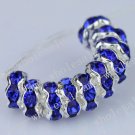 100X 3x6mm DEEP BLUE CRYSTAL HOLE SPACER BEAD FREE SHIP WHOLE SALE