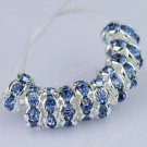 3x6mm LIGHT BLUE CRYSTAL HOLE SPACER BEAD100PCS FREE SHIP WHOLE SALE