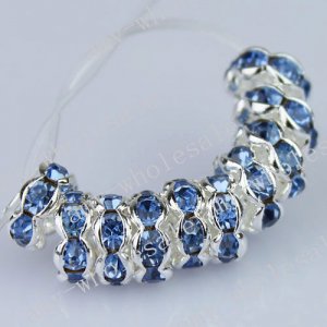 3x6mm LIGHT BLUE CRYSTAL HOLE SPACER BEAD100PCS FREE SHIP WHOLE SALE