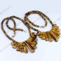 NATURAL TIGER EYE GEMSTONE PENDANT BEAD NECKLACE 18" L