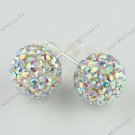 Free ship New 925 SILVER CLEAR AB CZECH CRYSTAL STUD EARRING 10MM