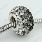 1X Black Czech Crystal 925 Silver European Big Hole Bead FIt Snake Charm Chain