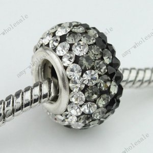 1X Black Czech Crystal 925 Silver European Big Hole Bead FIt Snake Charm Chain