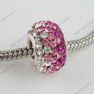 1X Magenta Czech Crystal 925 Silver European  Bead FIt Snake Charm Brecelet