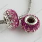 1X Magenta Czech Crystal 925 Silver European  Bead FIt Snake Charm Brecelet