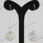 Clear AB Czech Crystal Disco Ball 925 Sterling Silver  Hook Earring 14mm
