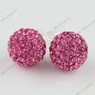 Rose 925 Silver Czech Crystal Fashion Disco Ball Stud Earrings 10mm