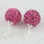 Rose 925 Silver Czech Crystal Fashion Disco Ball Stud Earrings 10mm