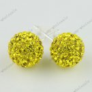Yellow 925 Silver Czech Crystal Fashion Disco Ball Stud Earrings 10mm