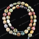 10MM NATURAL PICASSO JASPER COIN BUTTON LOOSE BEADS GEM