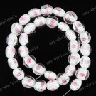 33PCS WHITE LAMPWORK GLASS OVAL CHARM LOOSE BEADS 12MM
