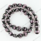 33PCS BLACK LAMPWORK GLASS OVAL CHARM LOOSE BEADS 12MM