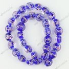 33PCS DEEP BLUE LAMPWORK GLASS OVAL BEADS FINDINGS 12MM