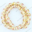 33PCS LIGHT GOLDEN LAMPWORK GLASS OVAL CHARM BEADS 12MM