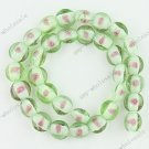 33PCS LIGHT GREEN  LAMPWORK GLASS OVAL CHARM BEADS 12MM