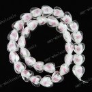 12MM WHITE GLASS HEART SPACER LOOSE BEADS FINDINGS 14"L