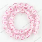 12MM PINK GLASS HEART SPACER LOOSE BEADS FINDINGS 14"L