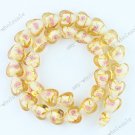 12MM LIGHT GOLDEN GLASS HEART LOOSE BEAD FINDINGS 33PCS