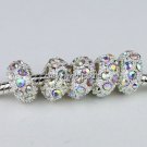 20pcs WHOLESALE CRYSTAL SILVER CHARM LOOSE BEAD