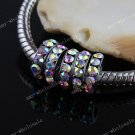 5x Clear AB Rhinestone Spacer Loose Bead Fit Bracelet