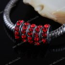 5x Red Rhinestone Spacer Loose Charm Bead Fit Bracelet