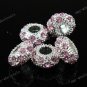 20X PINK CRYSTAL BIG HOLE  LOOSE BEAD FIT BRACELET WHOLESALE