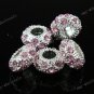 20X PINK CRYSTAL BIG HOLE  LOOSE BEAD FIT BRACELET WHOLESALE