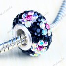 925 SILVER CZECH CRYSTAL FLOWER BEADS FIT BRACELET