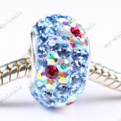 LIGHT BLUE 925 SILVER CZECH CRYSTAL FLOWER BEADS