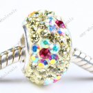 LIGHT YELLOW 925 SILVER CZECH CRYSTAL FLOWER BEADS
