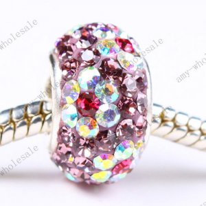 LIGHT PURPLE 925 SILVER CZECH CRYSTAL FLOWER BEADS