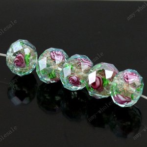 WHOLE SALE 20x  Ocean Blue Faceted Lampwork Spacer Glass Beads 12mm