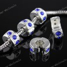 20x Blue Crystal Silver Stopper Clip Beads Fit Bracelet WHOLE SALE