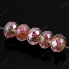 100x Pink Faceted Lampwork Spacer Glass Charm Beads 12mm WHOLE SALE