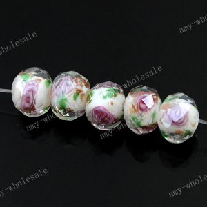 10x White Lampwork Glass Flower Spacer Loose Beads Diy