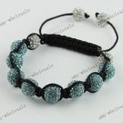 Ocean Blue Crystal Disco Ball Bead Adjustable Bracelet