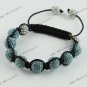 Ocean Blue Crystal Disco Ball Bead Adjustable Bracelet
