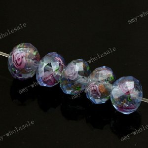 WHOLE SALE 100pcs  OCEAN BLUE Lampwork Glass Abacus Faceted Loose Beads