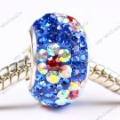 925 SILVER CZECH CRYSTAL BLUE BEADS FIT BRACELET