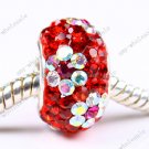 925 SILVER CZECH CRYSTAL RED BEADS FIT BRACELET