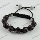 Deep Purple Crystal Disco Ball Bead Adjustable Bracelet
