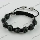 Dark Green Crystal Disco Ball Bead Adjustable Bracelet