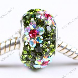 925 SILVER CZECH CRYSTAL OLIVE BEADS FIT BRACELET