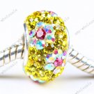 925 SILVER CZECH CRYSTAL YELLOW BEADS FIT BRACELET