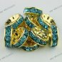 100x Ocean Blue Crystal Spacer Gold Beads Wholesale